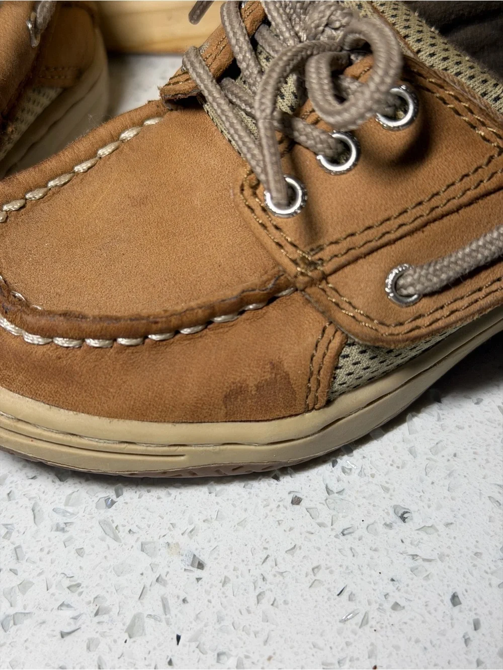 Sperry Kids Tan Brown Boat Shoes with Laces W